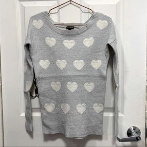 Express Gray Hearts Sweater